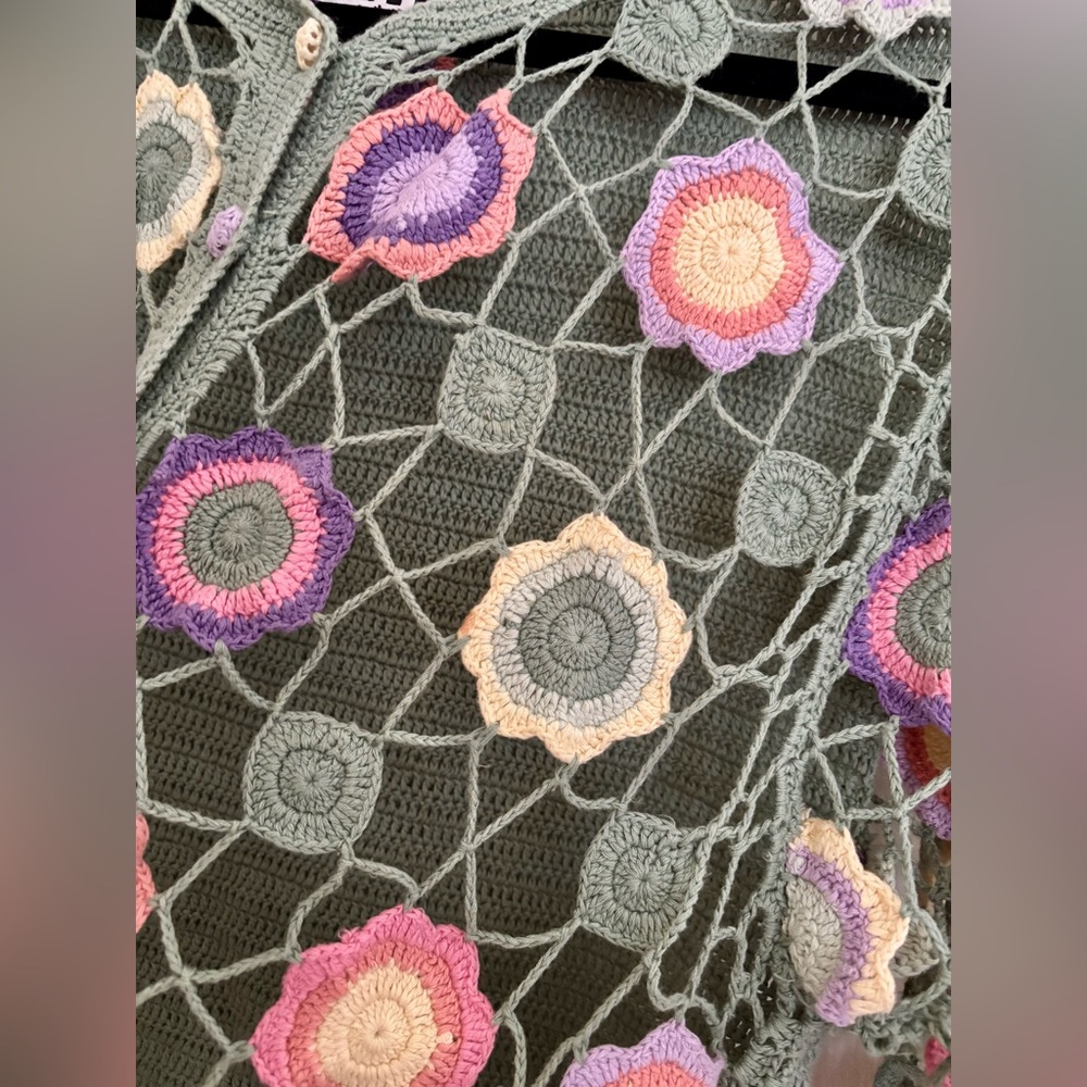 Vintage Granny Square Crochet Cardigan - Picture 7 of 9